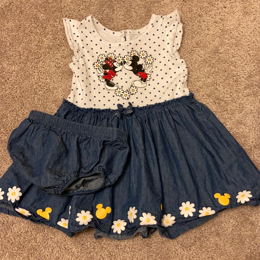 Girls Minnie & Mickey dress and bloomer set
